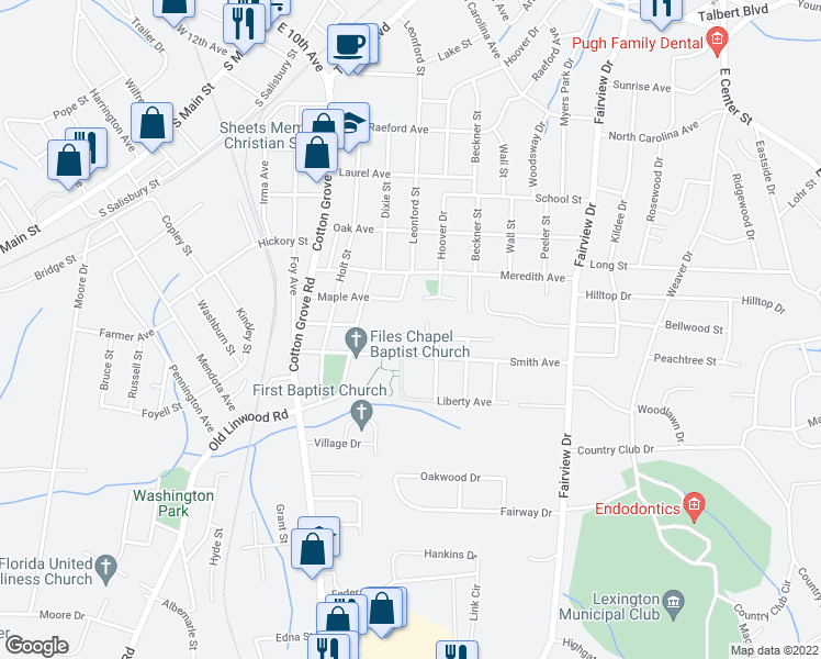map of restaurants, bars, coffee shops, grocery stores, and more near 104 Parker Street in Lexington