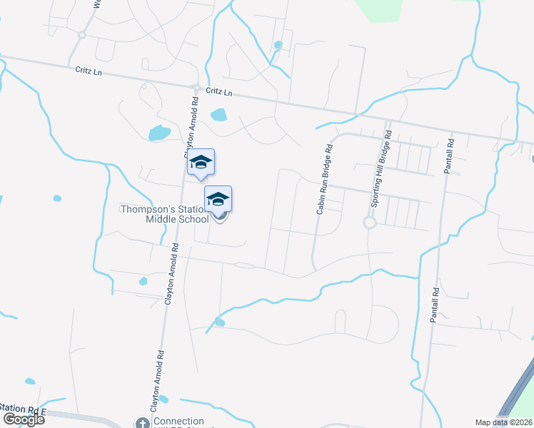 map of restaurants, bars, coffee shops, grocery stores, and more near 3197 Pleasantville Bridge Road in Thompson's Station