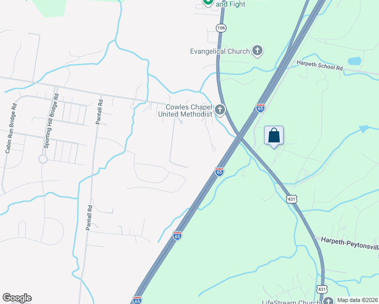 map of restaurants, bars, coffee shops, grocery stores, and more near 2626 Baugh Road in Thompson's Station