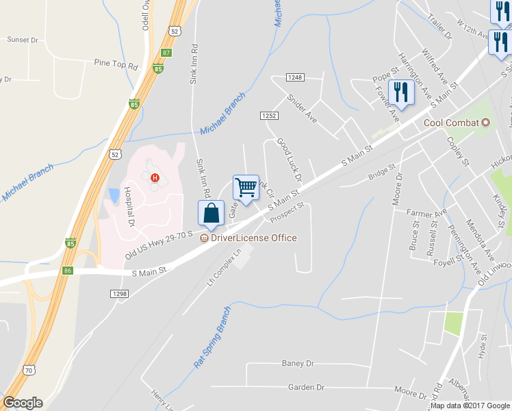 map of restaurants, bars, coffee shops, grocery stores, and more near 15 Gate Circle in Lexington