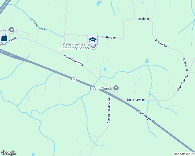 map of restaurants, bars, coffee shops, grocery stores, and more near Heath Church Road in Lexington