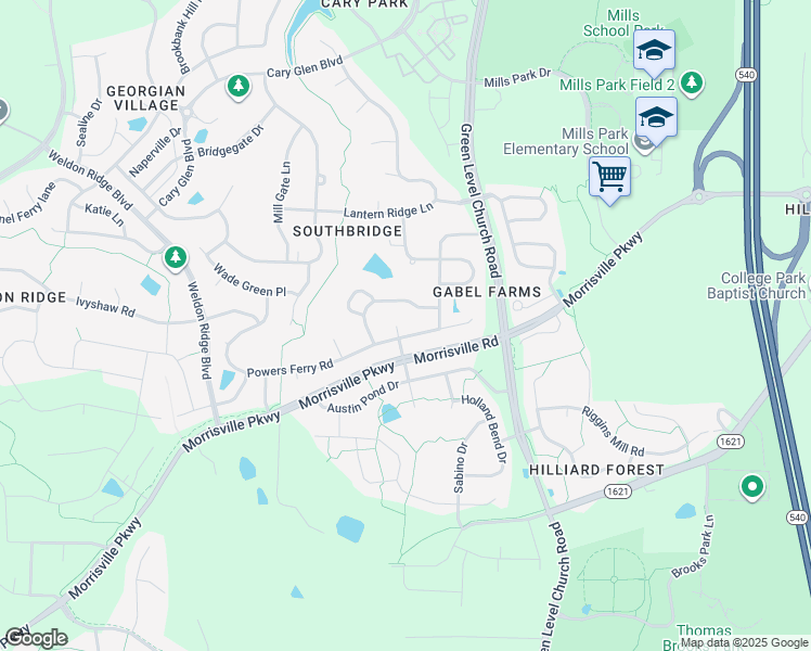 map of restaurants, bars, coffee shops, grocery stores, and more near 802 Greystone Crest Way in Cary