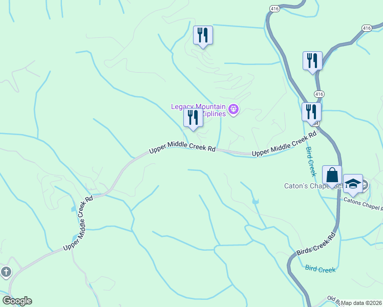 map of restaurants, bars, coffee shops, grocery stores, and more near 2442 Upper Middle Creek Rd in Sevierville