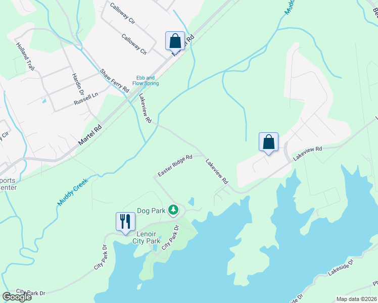 map of restaurants, bars, coffee shops, grocery stores, and more near 2130 Lakeview Road in Lenoir City