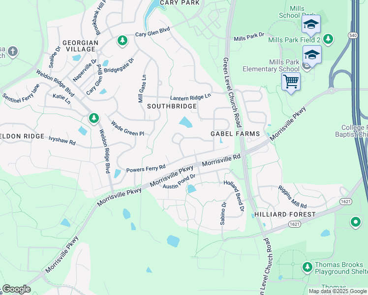 map of restaurants, bars, coffee shops, grocery stores, and more near 706 Weavers Ridge Drive in Cary