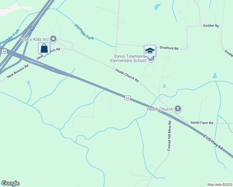 map of restaurants, bars, coffee shops, grocery stores, and more near East US Highway 64 in Davidson County
