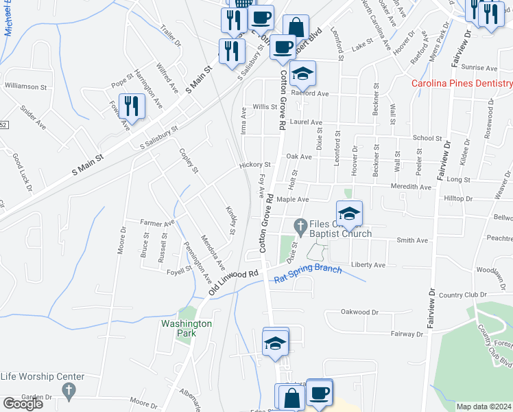 map of restaurants, bars, coffee shops, grocery stores, and more near 607 Foy Avenue in Lexington