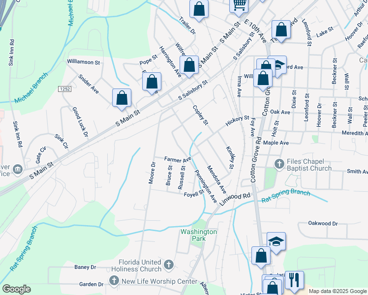 map of restaurants, bars, coffee shops, grocery stores, and more near 213 Pennington Avenue in Lexington