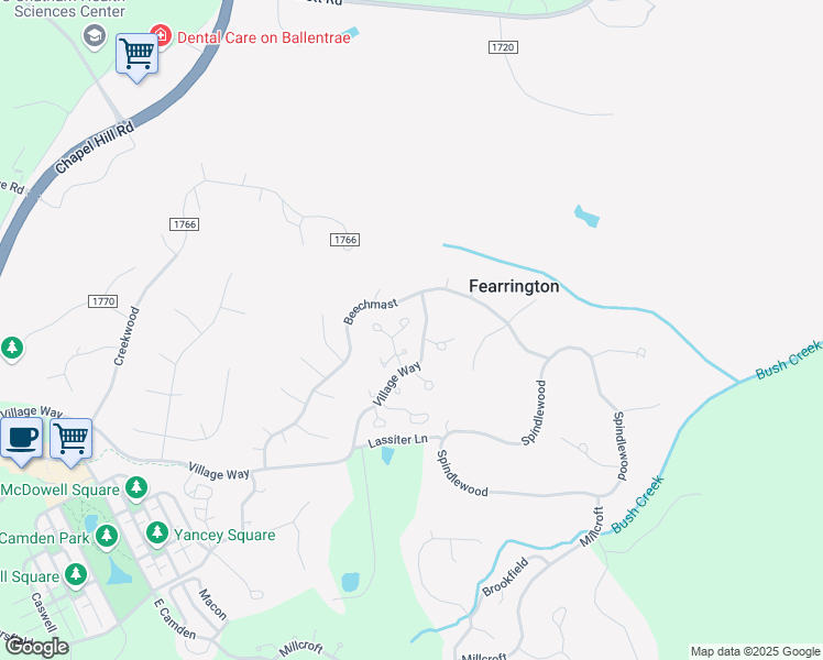 map of restaurants, bars, coffee shops, grocery stores, and more near 355 Weymouth Close in Pittsboro