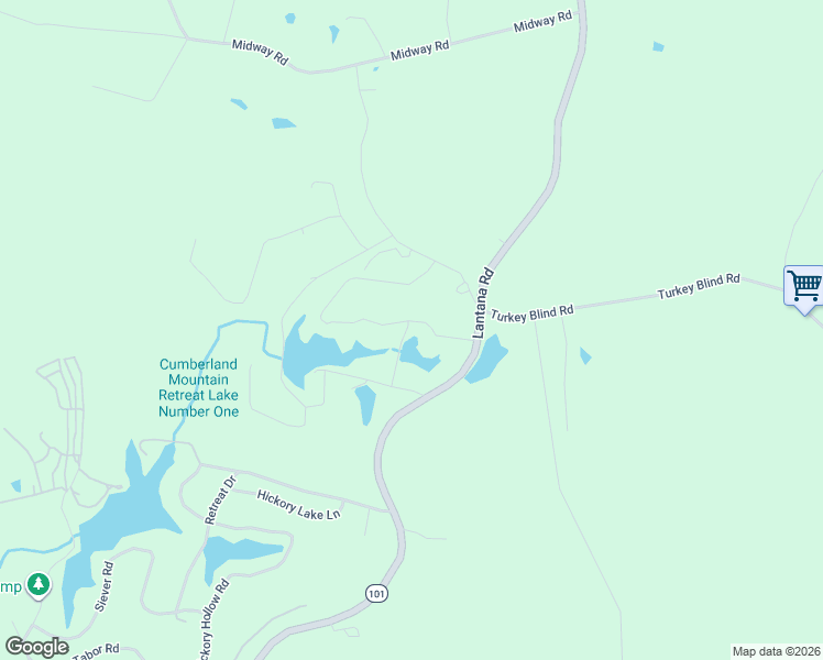 map of restaurants, bars, coffee shops, grocery stores, and more near 38 Dogwood Trail in Crossville