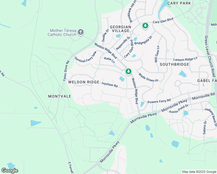 map of restaurants, bars, coffee shops, grocery stores, and more near 403 Ivyshaw Road in Cary