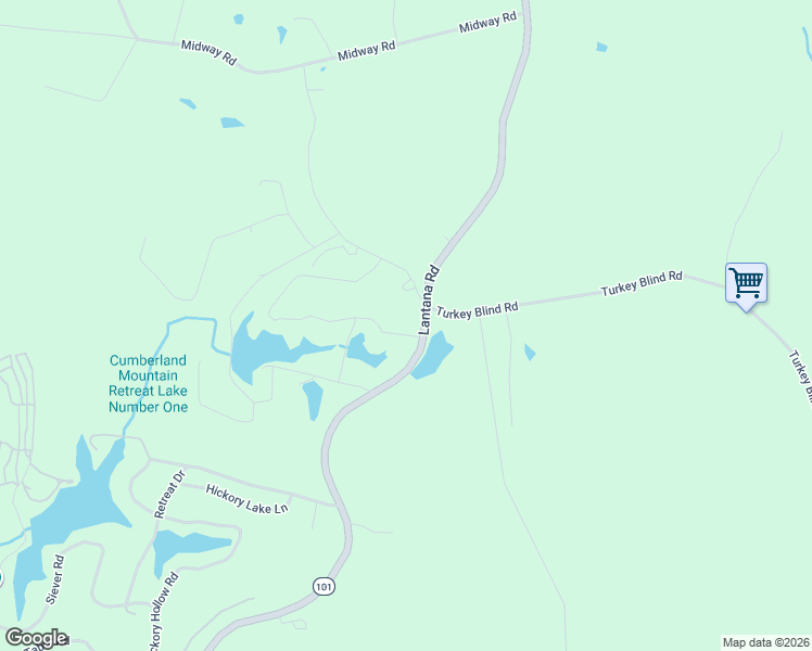 map of restaurants, bars, coffee shops, grocery stores, and more near 38 Dogwood Trail in Crossville