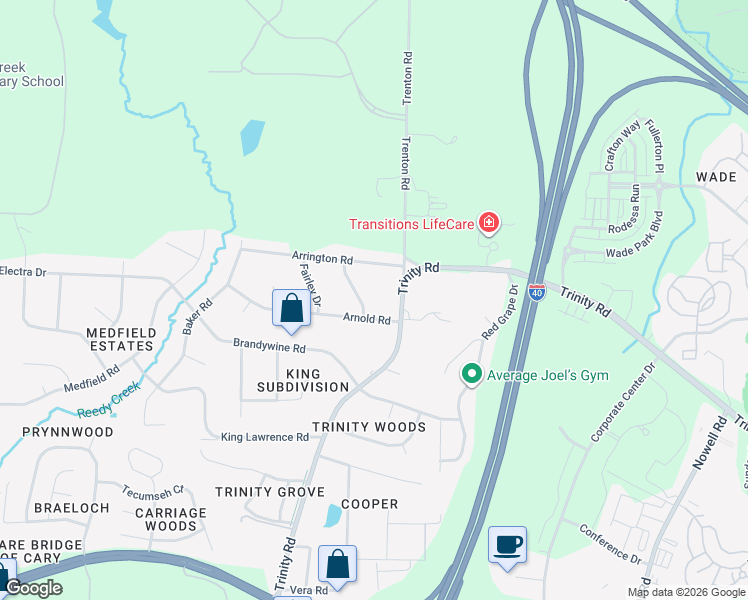 map of restaurants, bars, coffee shops, grocery stores, and more near 1804 Dorton Road in Raleigh
