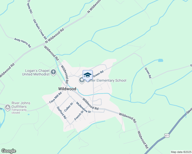 map of restaurants, bars, coffee shops, grocery stores, and more near 4610 Green Road in Maryville