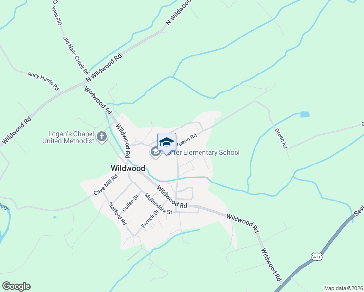 map of restaurants, bars, coffee shops, grocery stores, and more near 4610 Green Road in Maryville