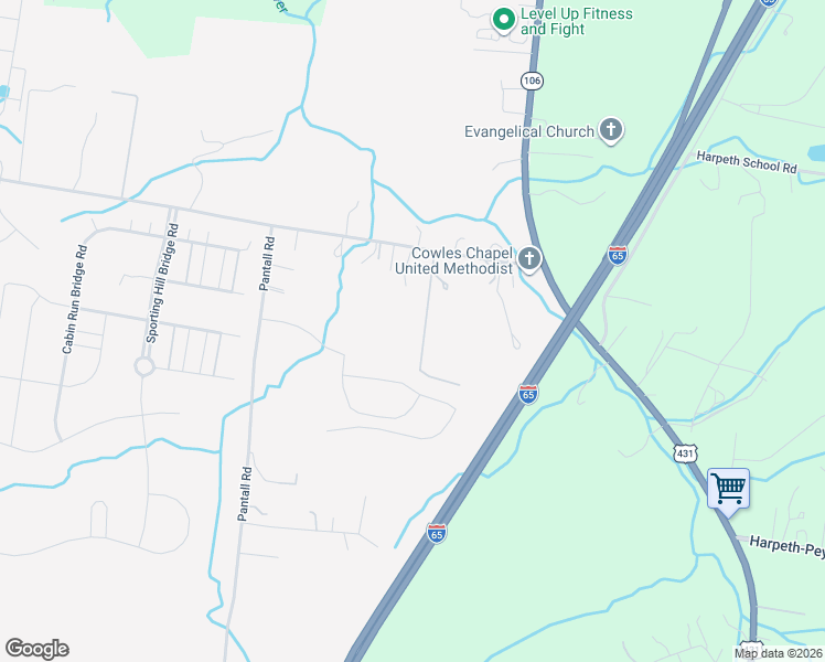 map of restaurants, bars, coffee shops, grocery stores, and more near 2626 Baugh Road in Thompson's Station