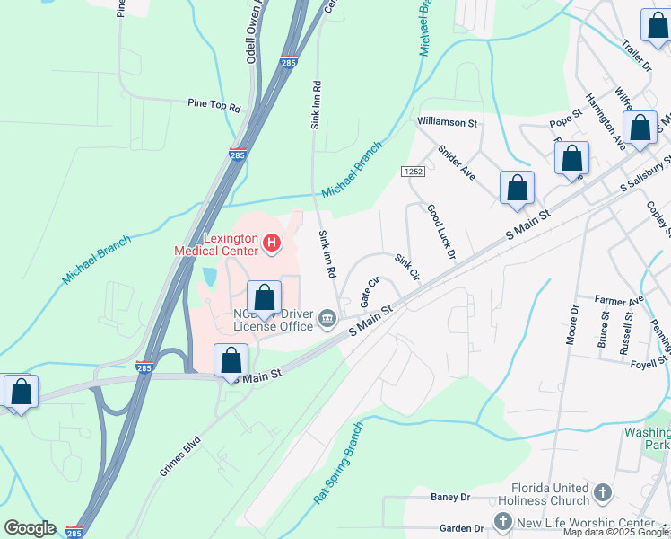 map of restaurants, bars, coffee shops, grocery stores, and more near 108 Sink Inn Road in Lexington