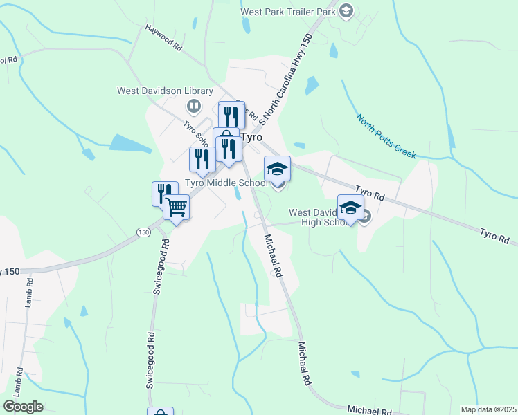 map of restaurants, bars, coffee shops, grocery stores, and more near 2946 Michael Road in Lexington