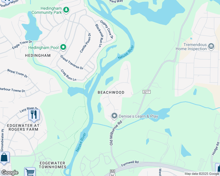 map of restaurants, bars, coffee shops, grocery stores, and more near 1149 Penselwood Drive in Raleigh
