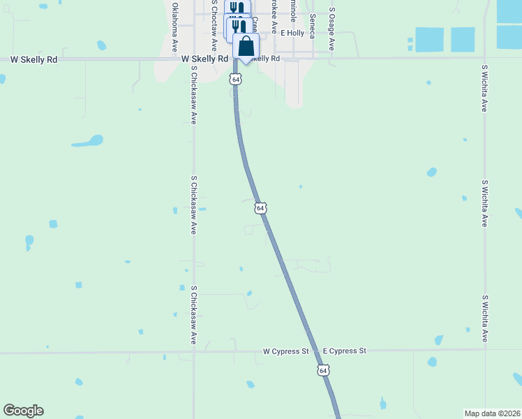 map of restaurants, bars, coffee shops, grocery stores, and more near South Haskell Boulevard in Haskell