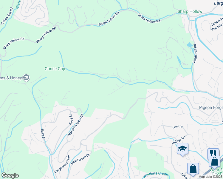 map of restaurants, bars, coffee shops, grocery stores, and more near 2209 Henderson Springs Road in Pigeon Forge