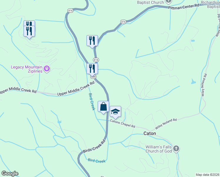 map of restaurants, bars, coffee shops, grocery stores, and more near 3029 Birds Creek Road in Sevierville