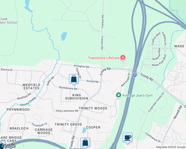 map of restaurants, bars, coffee shops, grocery stores, and more near 1804 Dorton Road in Raleigh