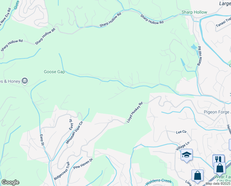map of restaurants, bars, coffee shops, grocery stores, and more near 2209 Henderson Springs Road in Pigeon Forge