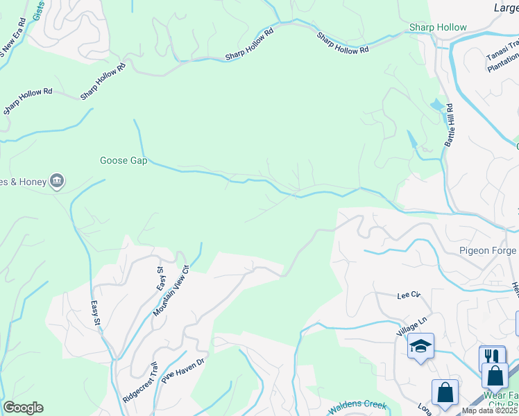 map of restaurants, bars, coffee shops, grocery stores, and more near 2209 Henderson Springs Road in Pigeon Forge