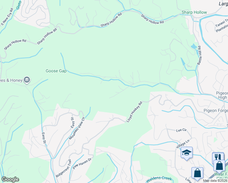 map of restaurants, bars, coffee shops, grocery stores, and more near 2209 Henderson Springs Road in Pigeon Forge