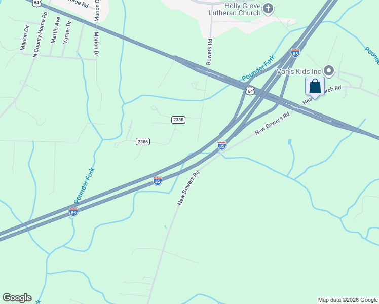 map of restaurants, bars, coffee shops, grocery stores, and more near 1881 New Bowers Road in Lexington
