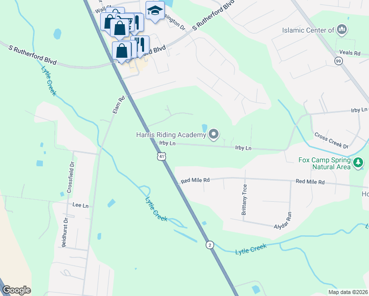map of restaurants, bars, coffee shops, grocery stores, and more near 1690 Irby Lane in Murfreesboro