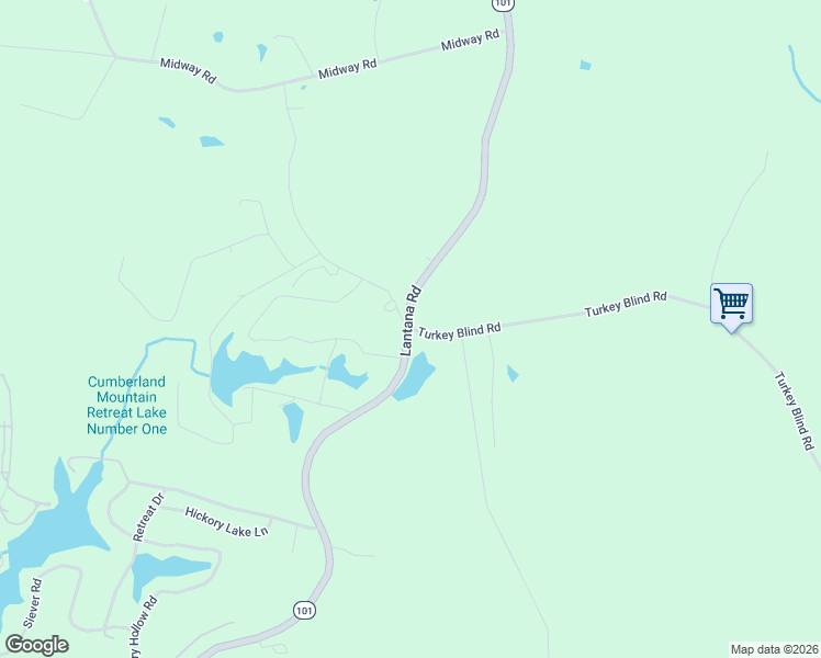 map of restaurants, bars, coffee shops, grocery stores, and more near 12974 Lantana Road in Crossville