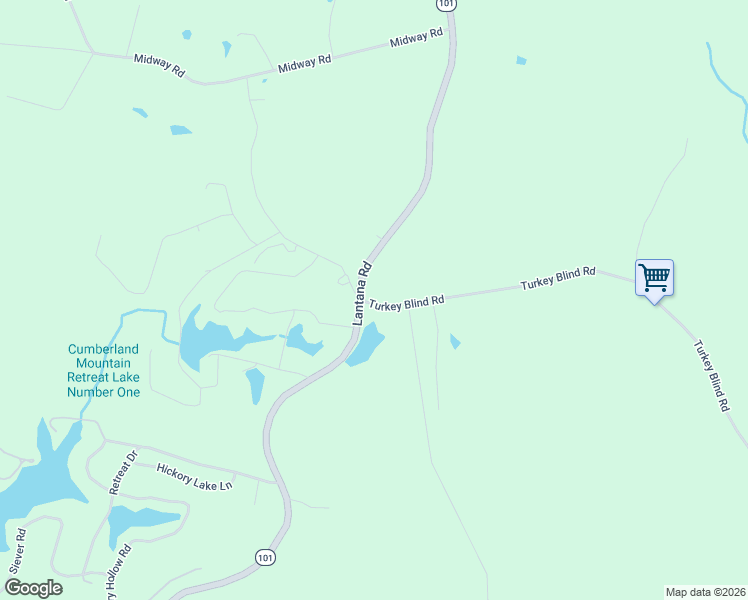 map of restaurants, bars, coffee shops, grocery stores, and more near 12974 Lantana Road in Crossville