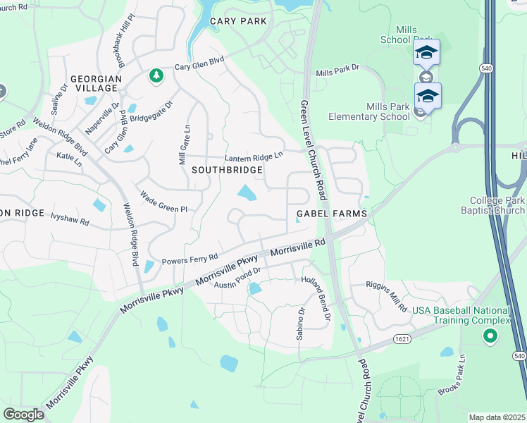 map of restaurants, bars, coffee shops, grocery stores, and more near 729 Weavers Ridge Drive in Cary