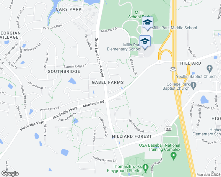 map of restaurants, bars, coffee shops, grocery stores, and more near 1054 Indigo Ridge Place in Cary