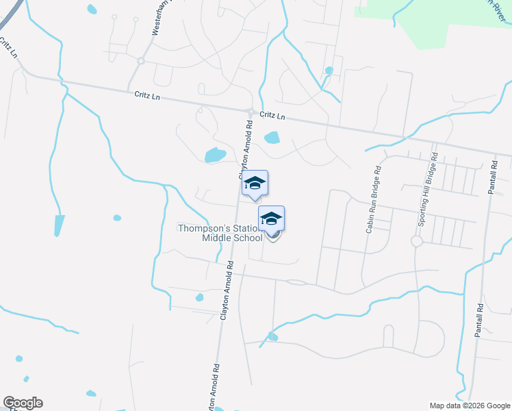 map of restaurants, bars, coffee shops, grocery stores, and more near 2640 Clayton Arnold Road in Thompson's Station