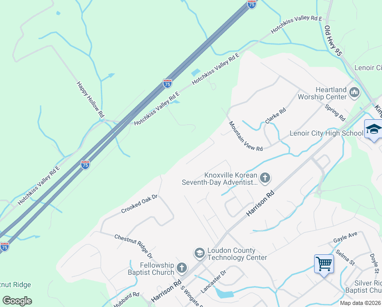 map of restaurants, bars, coffee shops, grocery stores, and more near 474 Shenandoah Dr in Lenoir City