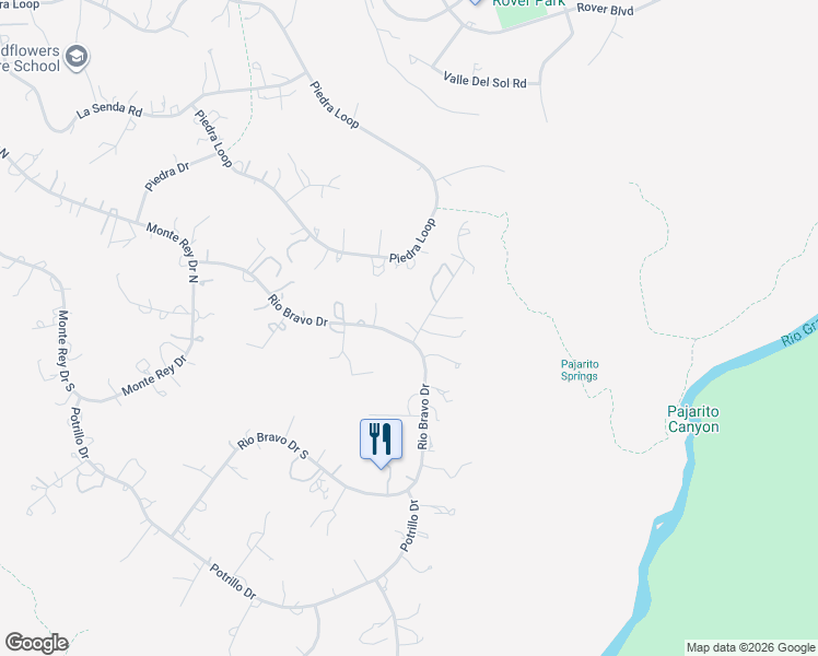 map of restaurants, bars, coffee shops, grocery stores, and more near 9999 La Bajada Way in Los Alamos