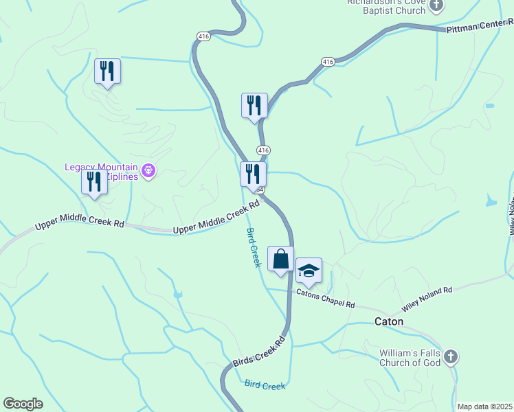 map of restaurants, bars, coffee shops, grocery stores, and more near 2650 Upper Middle Creek Rd in Sevierville