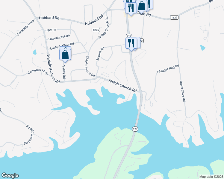 map of restaurants, bars, coffee shops, grocery stores, and more near 237 Shiloh Church Road in Hickory