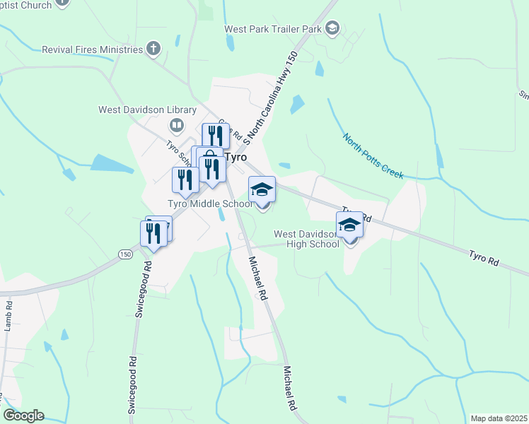 map of restaurants, bars, coffee shops, grocery stores, and more near 2946 Michael Road in Lexington