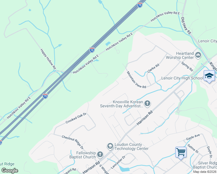 map of restaurants, bars, coffee shops, grocery stores, and more near 474 Shenandoah Dr in Lenoir City
