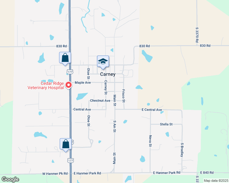 map of restaurants, bars, coffee shops, grocery stores, and more near 710 South Main Street in Carney