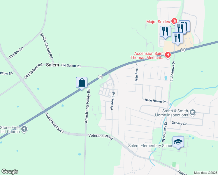 map of restaurants, bars, coffee shops, grocery stores, and more near 3118 Avington Way in Murfreesboro