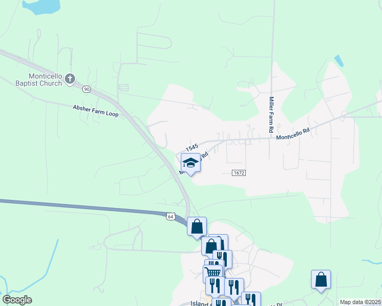 map of restaurants, bars, coffee shops, grocery stores, and more near 149 1545 in Statesville