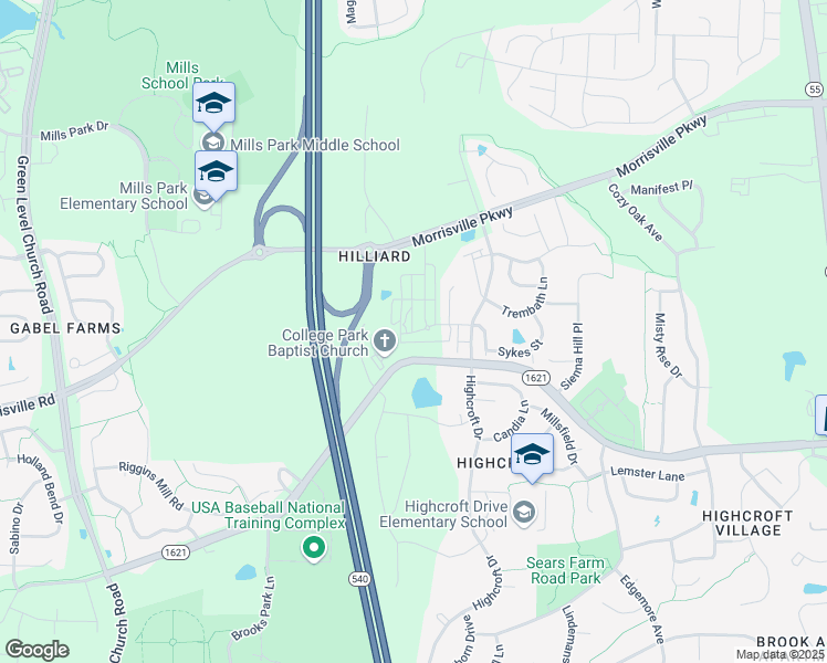 map of restaurants, bars, coffee shops, grocery stores, and more near 102 Hilliard Lane in Cary