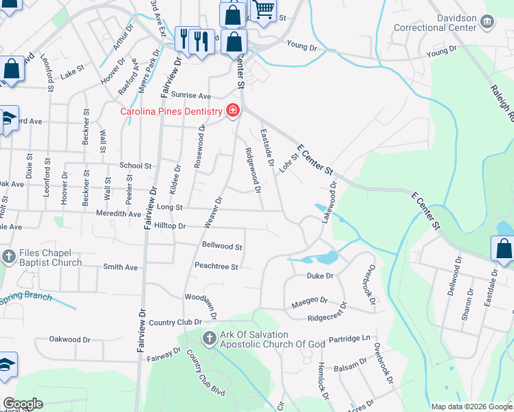 map of restaurants, bars, coffee shops, grocery stores, and more near 206 Ridgewood Drive in Lexington