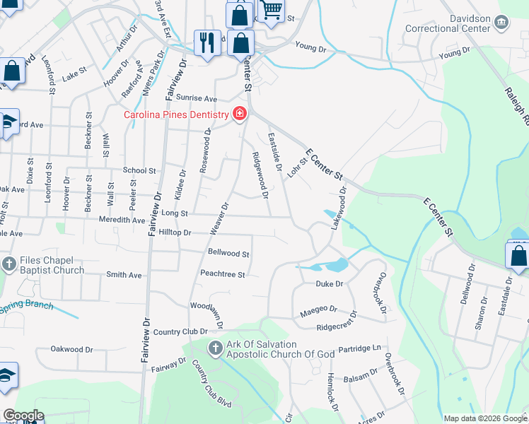 map of restaurants, bars, coffee shops, grocery stores, and more near 206 Ridgewood Drive in Lexington