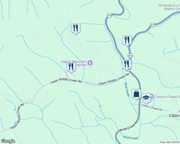 map of restaurants, bars, coffee shops, grocery stores, and more near 2489 Upper Middle Creek Road in Sevierville
